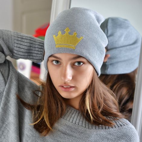 Шапка для дівчаток сіра