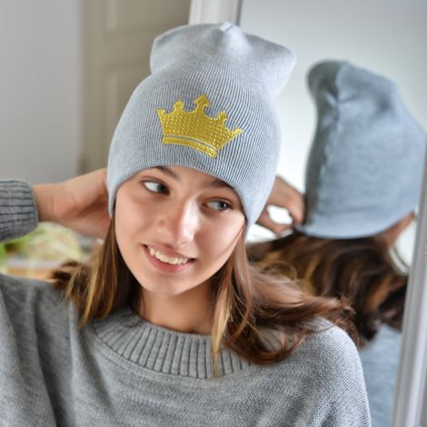 Шапка для дівчаток сіра