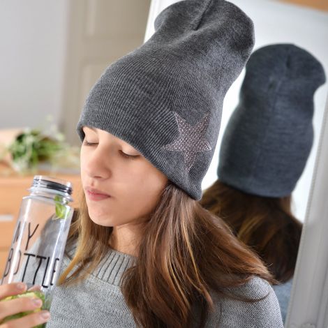 Шапка для дівчаток темно сіра