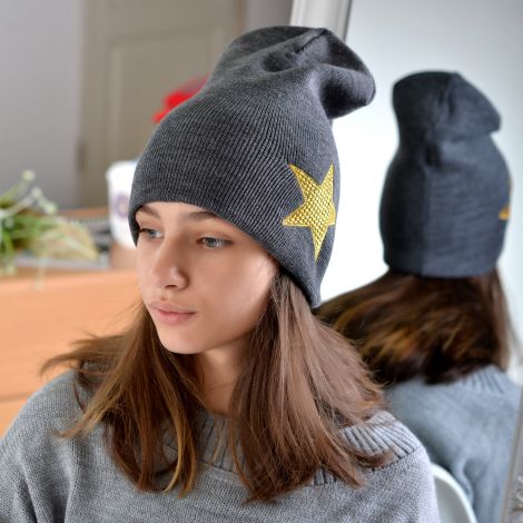 Шапка для дівчаток темно сіра