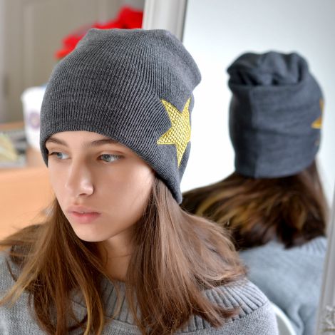 Шапка для дівчаток темно сіра