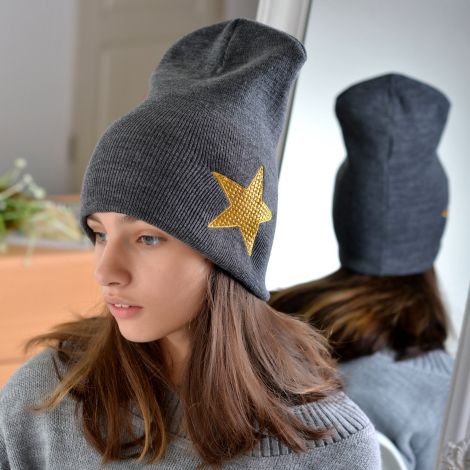 Шапка для дівчаток темно сіра