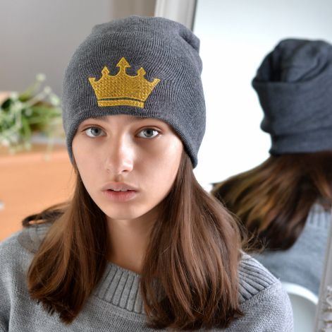 Шапка для дівчаток темно сіра