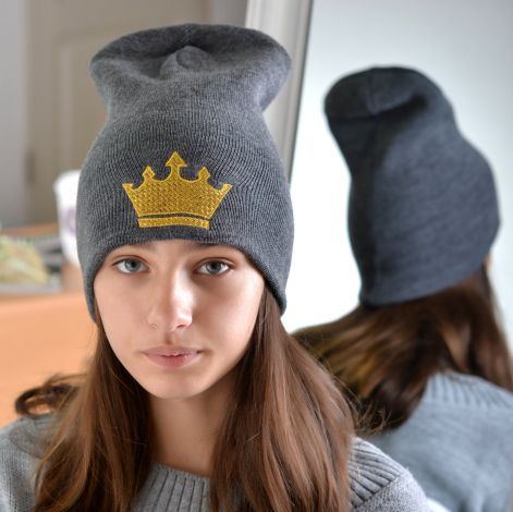 Шапка для дівчаток темно сіра