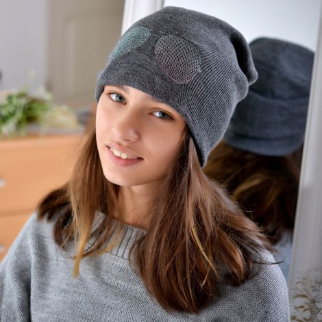 Шапка для дівчаток темно сіра