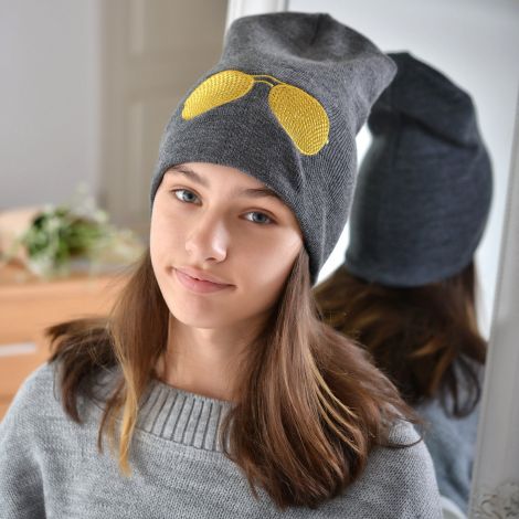 Hat for girls dark gray