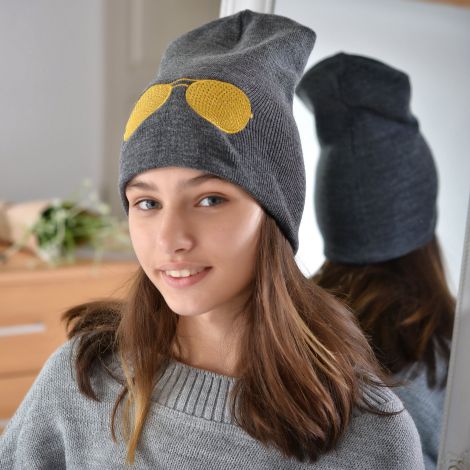 Шапка для дівчаток темно сіра