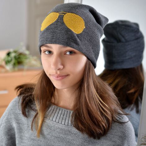 Шапка для дівчаток темно сіра