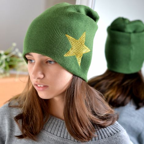 Шапка для дівчаток хакі