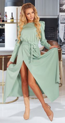  Шелковое платье с разрезом