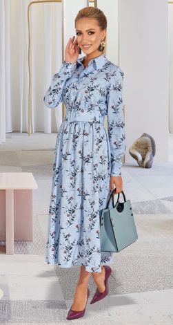 Стильное голубое платье 