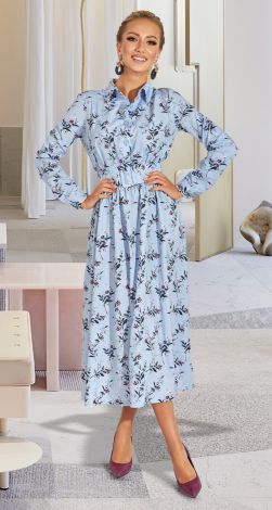 Стильное голубое платье 