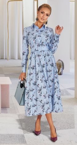 Стильное голубое платье 