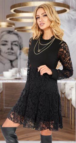 Чёрное гипюровое платье 