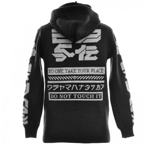 Худі з ієрогліфами чорна сіра