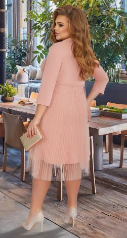 Нарядное платье батал  с кристаллами 