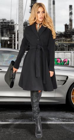 Кашемірове пальто з шалевим воротником