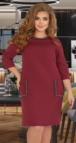 Свободное платье батал  с жемчугом