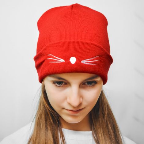 Шапка кішка червона