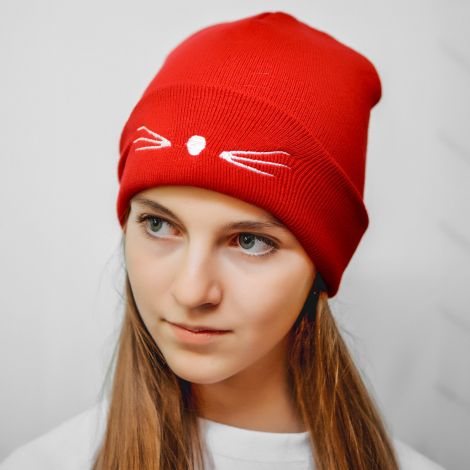 Шапка кішка червона