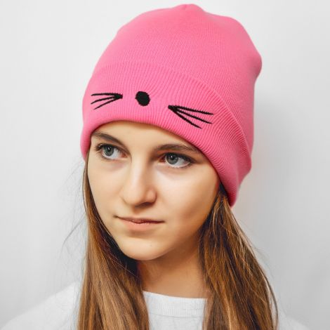 Шапка рожева кішка