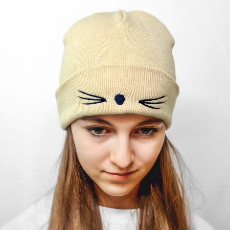Шапка кішка бежева