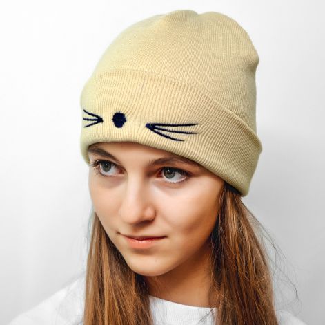Шапка кішка бежева