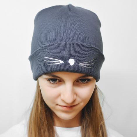 Шапка кішка темно сіра