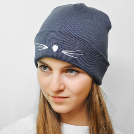 Шапка кішка темно сіра