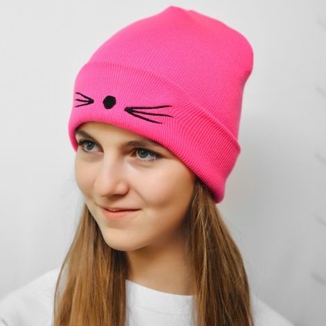 Шапка кішка малинова