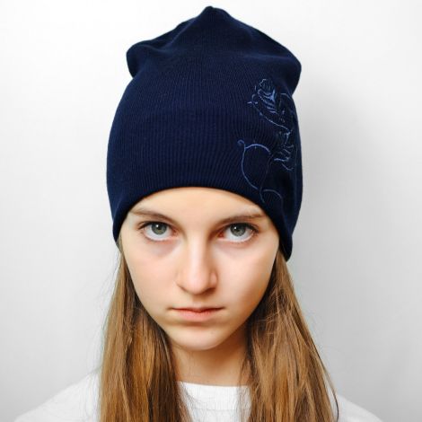 Шапка квітка синя