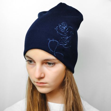 Шапка квітка синя