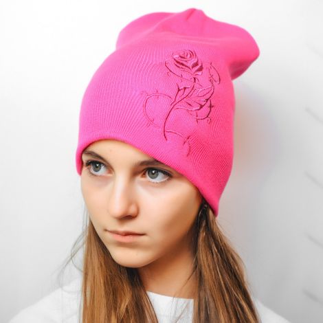 Шапка квітка малинова