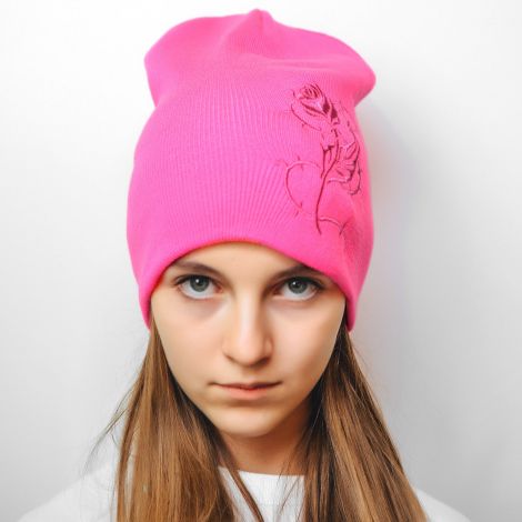 Шапка квітка малинова