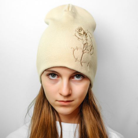 Шапка квітка бежева