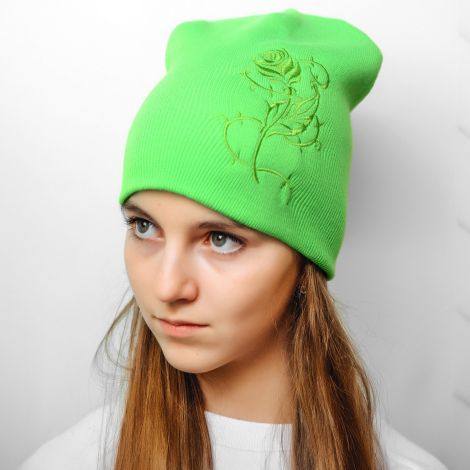 Шапка квітка салатова
