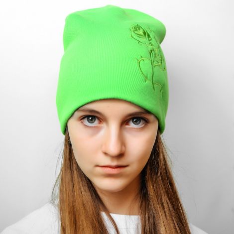 Шапка квітка салатова
