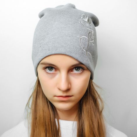 Шапка квітка сіра