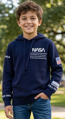 Худі NASA з вишитим логотипом та капюшоном (синє)
