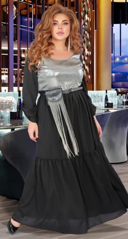 Нарядное черное платье батал