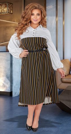 Стильное комбинированное платье батал