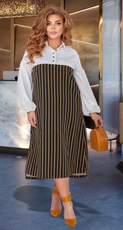 Стильное комбинированное платье батал