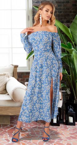 Платье в длине миди  с разрезом