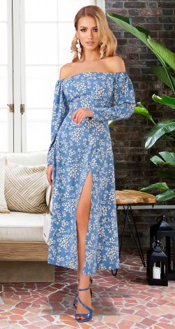 Платье в длине миди  с разрезом