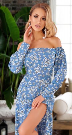 Платье в длине миди  с разрезом