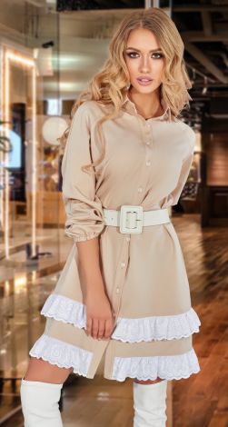 Платье  рубашка с прошвой