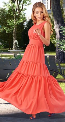 Шифоновое платье с оборками