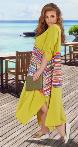 Свободное комбинированное платье большого размера