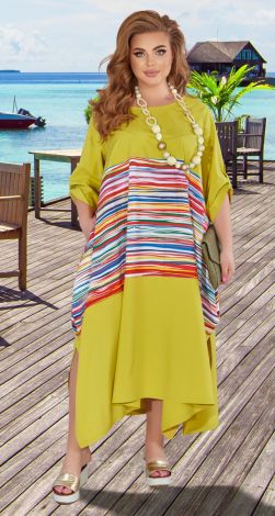 Свободное комбинированное платье большого размера