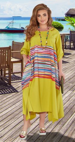 Свободное комбинированное платье большого размера